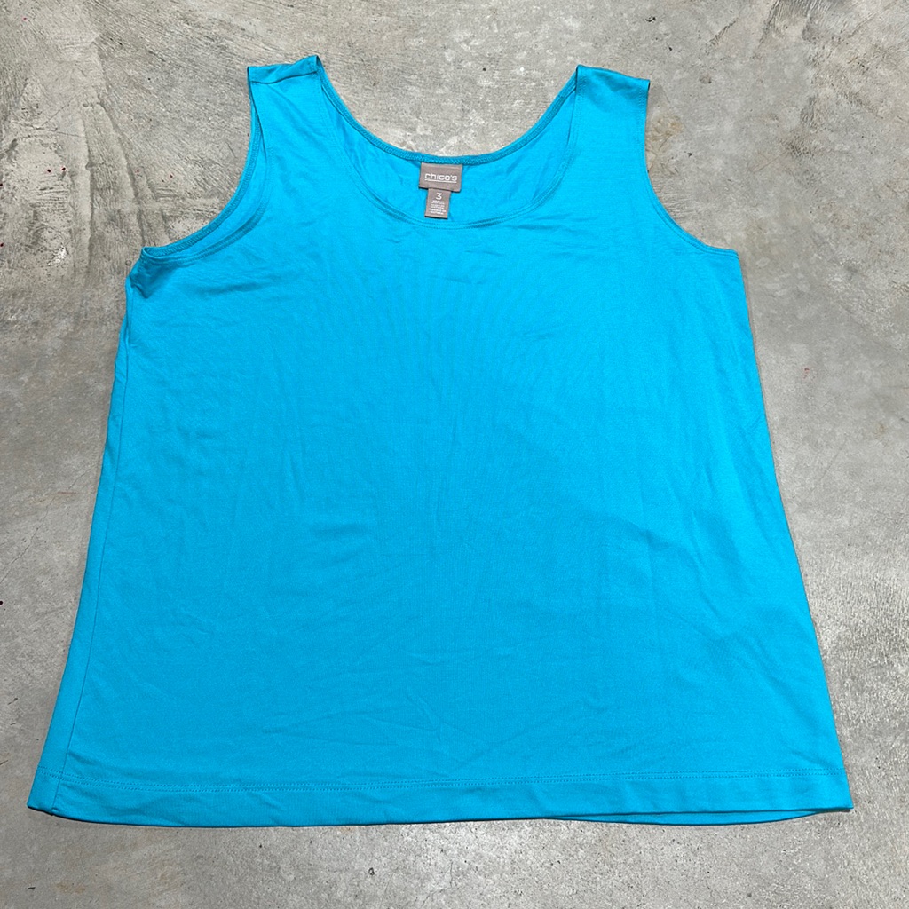 Chicos Brand  Aqua Blue Super Soft Tank  Size 3  Y54